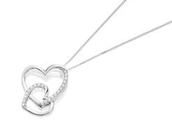 9ct White Gold Cubic Zirconia Double Heart Necklace - EXCLUSIVE - R6963