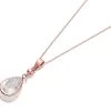 9ct Rose Gold Cubic Zirconia Teardrop Necklace - R6972