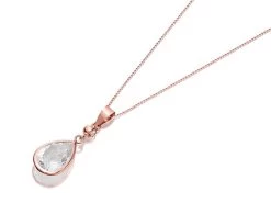 9ct Rose Gold Cubic Zirconia Teardrop Necklace - R6972