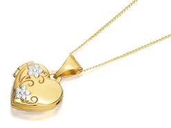 9ct Gold Two Colour Heart Locket And Chain - R7245