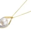 9ct Gold Two Colour Freshwater Pearl And Diamond Necklace - R7703