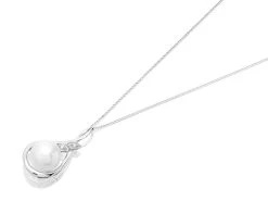 9ct White Gold Freshwater Pearl And Diamond Necklace - R7729