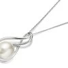 9ct White Gold Enfolded Freshwater Cultured Pearl Pendant And Chain - R7738