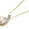 9ct Gold Two Colour Freshwater Pearl And Diamond Necklace - R7759