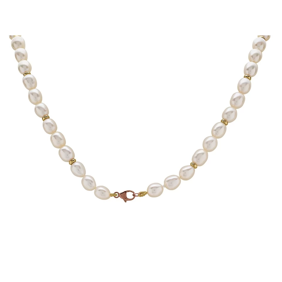 9ct Gold Freshwater Pearl And Rondelle Necklet - 18in - R7771 - Image 2