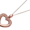 9ct Rose Gold Crystal Heart Necklace - R8503