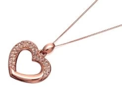 9ct Rose Gold Crystal Heart Necklace - R8503