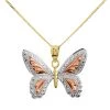 9ct Gold Three Colour Butterfly Necklace - R8741