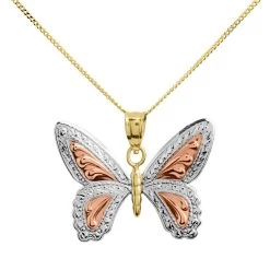 9ct Gold Three Colour Butterfly Necklace - R8741