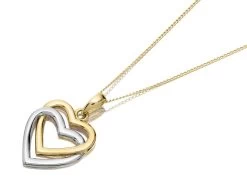 9ct Gold Two Colour Double Heart Necklace - R8747