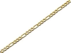 9ct Gold 3mm Wide Hollow Figaro Chain - 16in - R9104