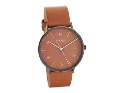 Skagen SKW6726 Gunmetal IP Cognac Leather Strap Watch - W06266