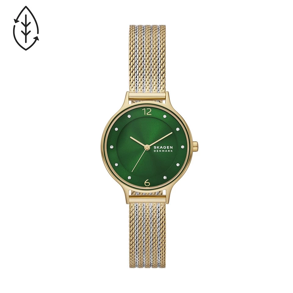 Skagen SKW3063 Anita Two Tone Green Dial Mesh Bracelet Watch - W06291 - Image 2