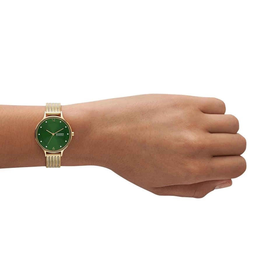Skagen SKW3063 Anita Two Tone Green Dial Mesh Bracelet Watch - W06291 - Image 5