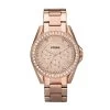 Fossil ES2811 Riley Rose Gold Plated Stone Set Bracelet Watch - W1008