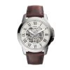 Fossil ME3099 Grant Automatic Skeleton Brown Leather Strap Watch - W10168