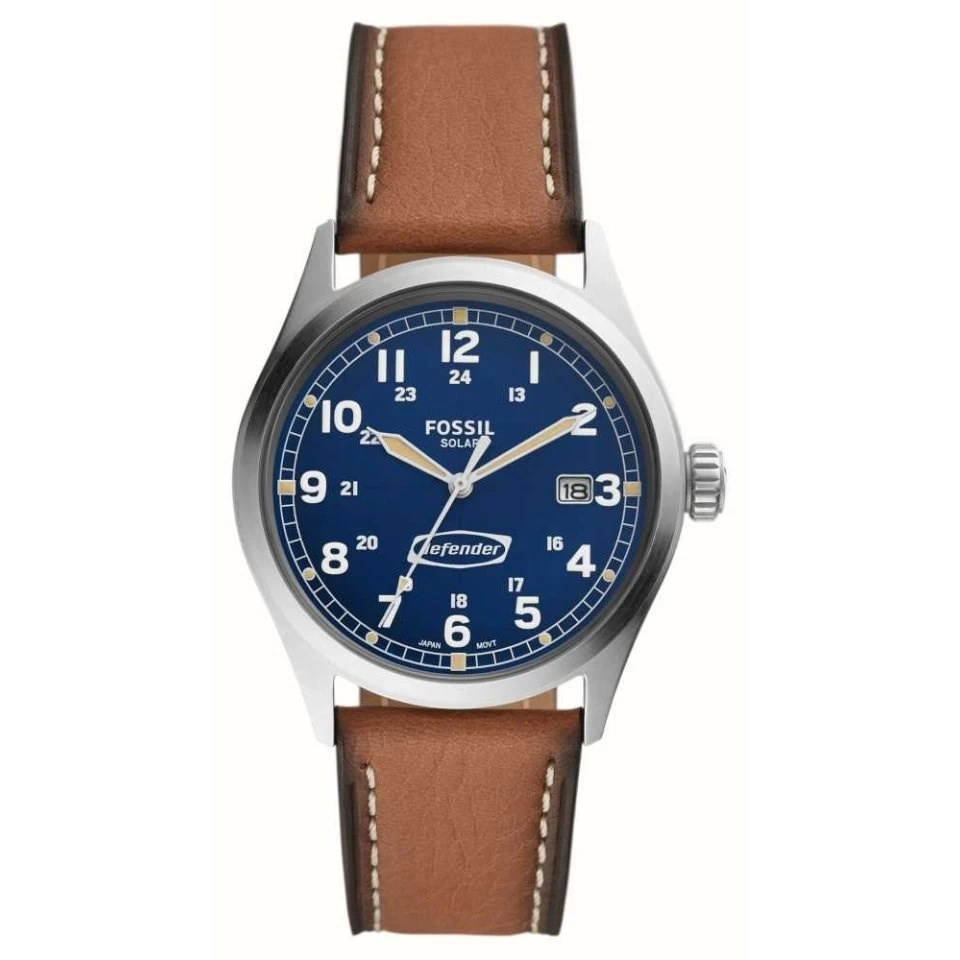 Fossil FS5975 Defender Solar Brown Leather Strap Watch - W10308