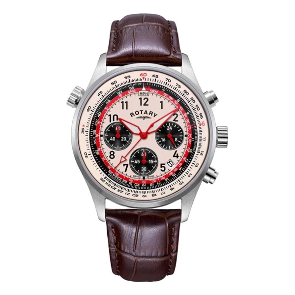 Rotary GS00140/31 Pilot Chronograph Brown Leather Strap Watch - W13209
