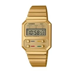 Casio Vintage A100WEG-9AEF Gold Plated Digital Bracelet Watch - W17276