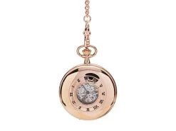 Jean Pierre G255 Rose Gold Plated Double Half Hunter Pocket Watch And Chain - W2202