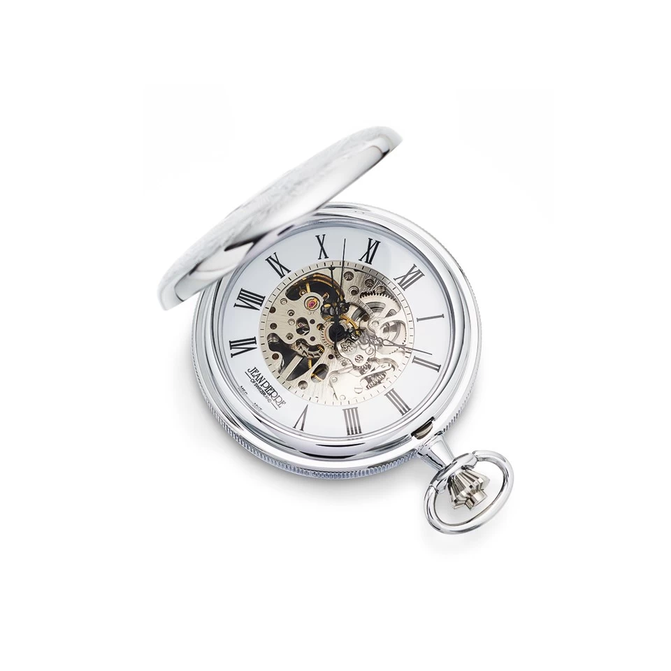 Jean Pierre G251 Chrome Plated Double Hunter Pocket Watch And Chain - W2207 - Image 2