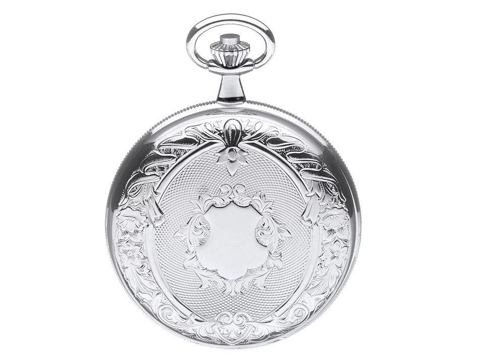Jean Pierre G251 Chrome Plated Double Hunter Pocket Watch And Chain - W2207 - Image 5