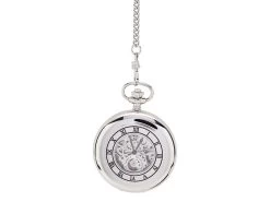 Jean Pierre G257CM Chrome Plated Double Half Hunter Pocket Watch And Chain - W2218