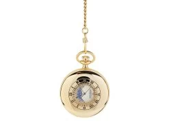 Jean Pierre G300P Gold Plated Half Hunter Moon Phase Pocket Watch And Chain - W2386