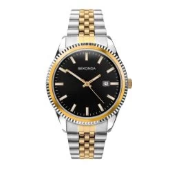 Sekonda 1836 Black Dial Two Tone Bracelet Watch - W31221