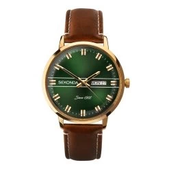 Sekonda 1949 Green Dial Brown Strap Watch - W31266
