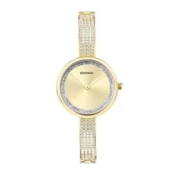 Sekonda 40598 Gold Tone Stone Set Bangle/Bracelet Watch - W32337