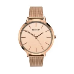 Sekonda 2475 Rose Gold Plated Mesh Bracelet Watch - W32354