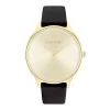 Calvin Klein 25200008 Gold Plated Black Leather Strap Watch - W4677