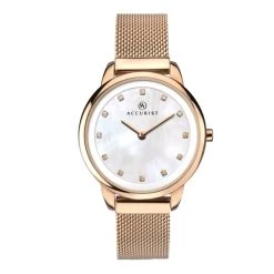 Accurist 8195 Rose Gold Plated Mesh Bracelet Watch - W72186