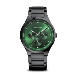 Bering 11740-728 Green Multi Dial Black Bracelet Watch - W74136