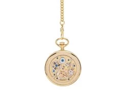 Jean Pierre G252PM Gold Plated Pocket Watch And Chain - W7507