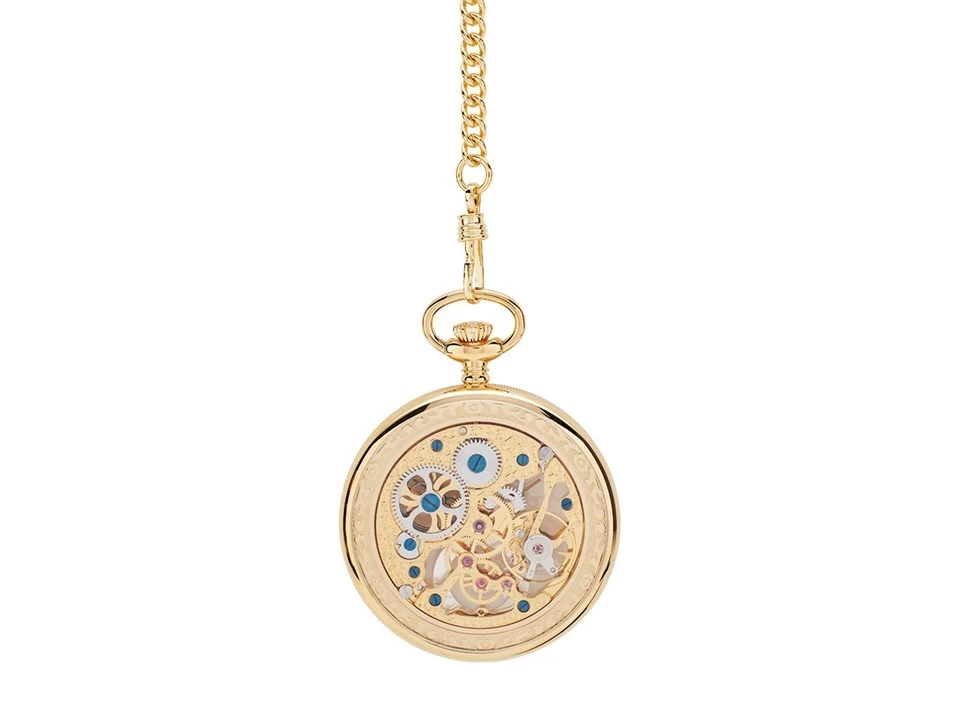 Jean Pierre G252PM Gold Plated Pocket Watch And Chain - W7507