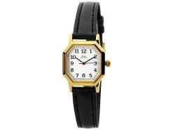 Limit 6599.50 Vintage Gold Plated Black Leather Strap Watch - W7726